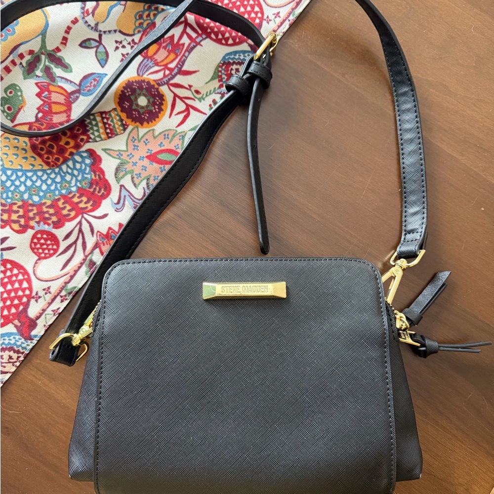 Steve Madden Black Crossbody Bag with Gold Accents